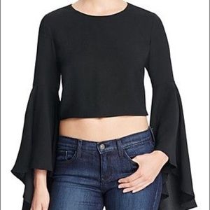 Mustard Seed crop top with oversized bell sleeve